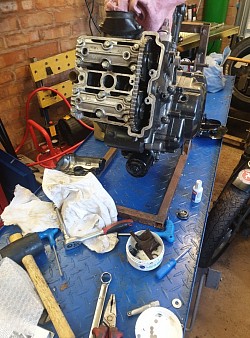 Preparing an engine in the workshop